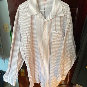 Men's Striped Button-Down Dress Shirt - Light Gray & White 20-37